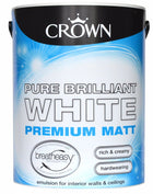 CROWN CWN5022862 Breatheasy Pure Brilliant Matt Emulsion PB White 5L, Acrylic