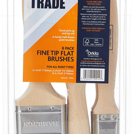 HAM Trade F/TIP Flat Brushes 6 PK