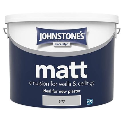 Johnstone's 10L Contract Matt Emulsion Grey Paint Walls Plaster Build Home House