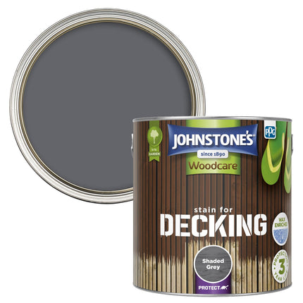 Johnstone's Woodcare, Stain For Decking, Shaded Grey, 2.5L