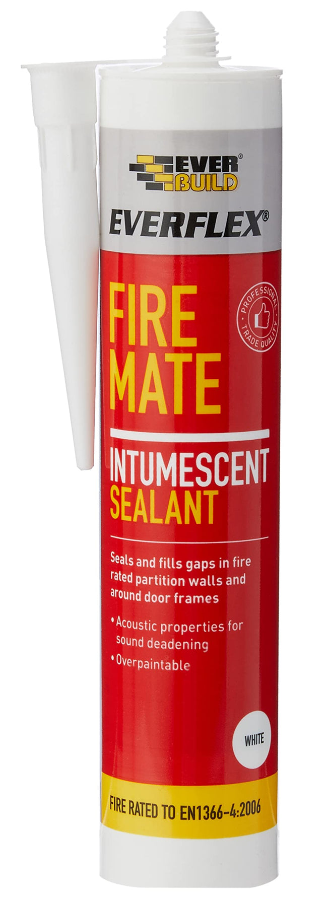 Everbuild Fire Mate Intumescent Acrylic Sealant that Seals and Fills Gaps in Fire Rated Partition Walls and Around Door Frames - 295ml - White