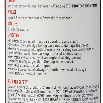 Everbuild Fire Mate Intumescent Acrylic Sealant that Seals and Fills Gaps in Fire Rated Partition Walls and Around Door Frames - 295ml - White