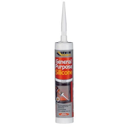 Everbuild 3 X General Purpose Silicone - Multi-Purpose Silicone sealant - 280ml (Clear)