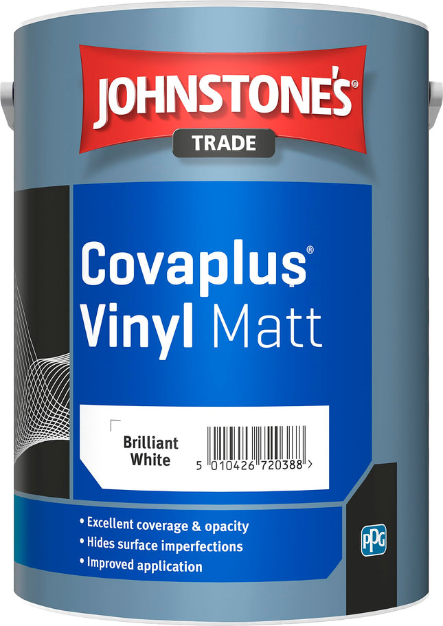 5LTR - JOHNSTONES TRADE COVAPLUS MATT EMULSION BRILLIANT WHITE