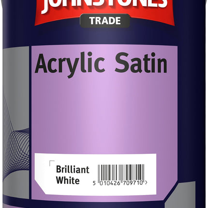 5LTR - JOHNSTONES TRADE ACRYLIC SATIN EMULSION BRILLIANT WHITE