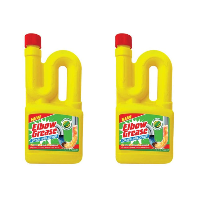 2 x 750 ml Elbow Drain Sink Unblocker Toilet Cleaning Liquid Sink Liquid Heavy Duty Household Cleaning