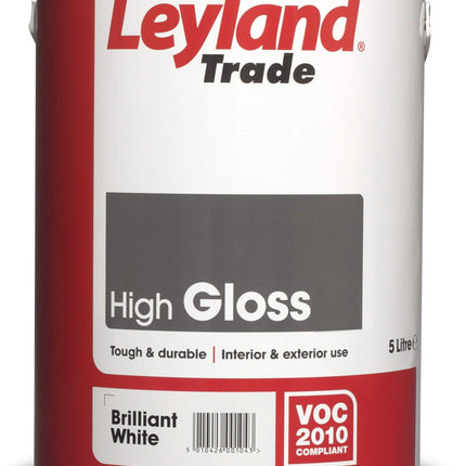 Leyland Trade 264606 High Gloss Paint - Brilliant White 5L