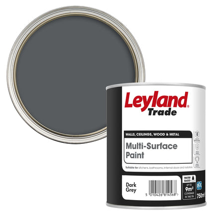 Leyland Trade - Multi-Surface Paint - Suitable For 8 Different Surfaces - Grey - 750ml