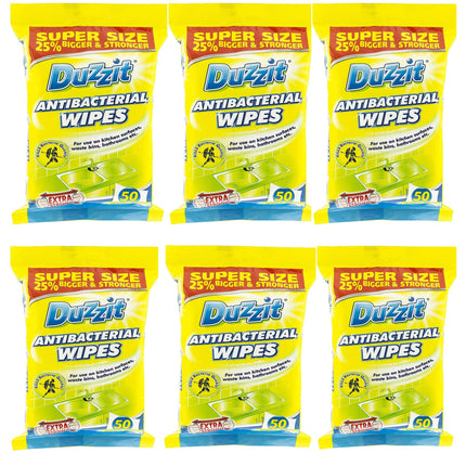Duzzit 300 Antibacterial Wipes Multipack. Kills 99.9% Of Bacteria - Sterilize Home Surface Cleaning Bulk - Six Packs Of 50 Wipes. Plus One Kerhoot Cleaning Hacks Booklet.
