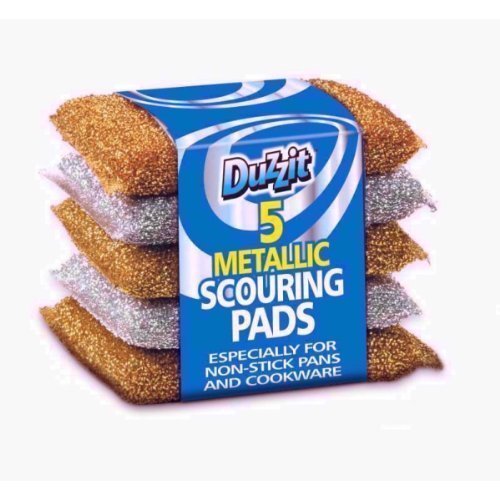 2XDuzzit 5 x Metallic Scouring Pads for non-stick pans