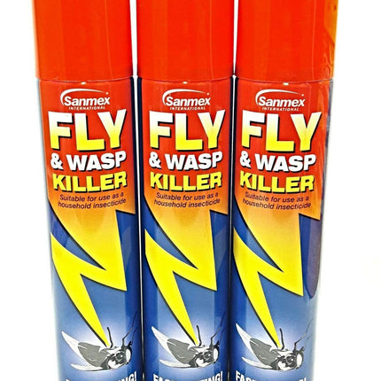 Sanmex 3 PCS FLY & WASP KILLER INSECTICIDE FAST ACTING PEST AEROSOL SPRAY 300ML