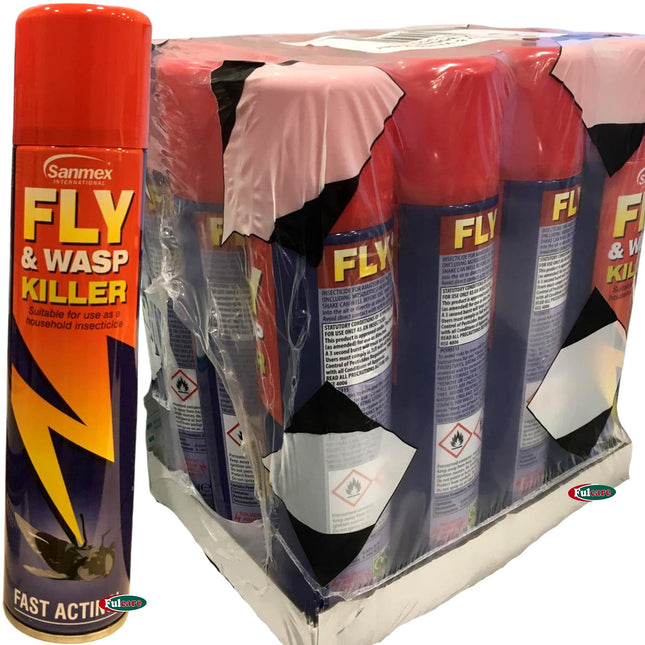 12x Sanmex Fly & Wasp Killer FastActing Spray Zapper Repellent Insecticide 300ml