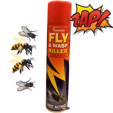 12x Sanmex Fly & Wasp Killer FastActing Spray Zapper Repellent Insecticide 300ml