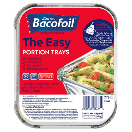 Six Baco Foil Portion Trays