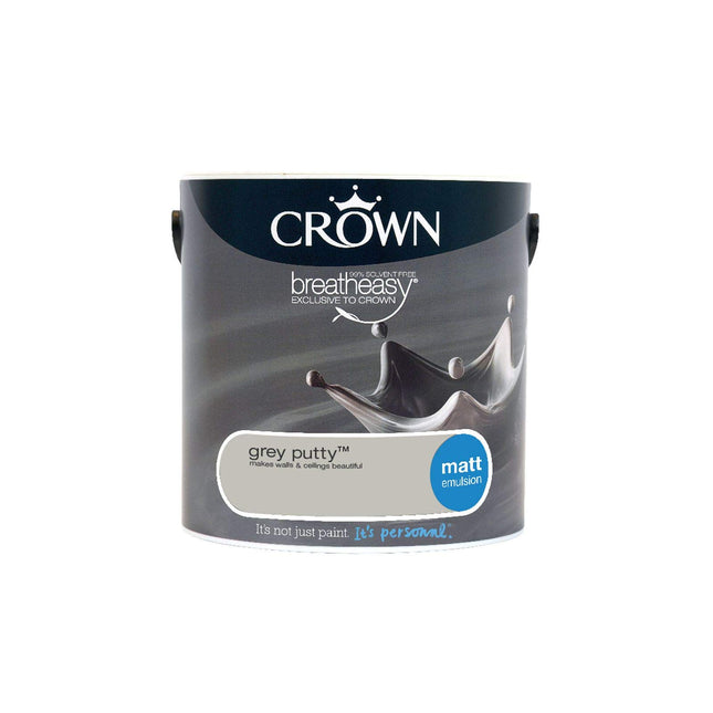 Crown Breatheasy Matt Emulsion Paint- Grey Putty 5L