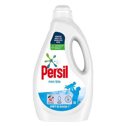 2 Pack of Persil Non Bio Tough On Stains, Gentle Next to Sensitive Skin Laundry Washing Liquid Detergent 100% Recyclable Bottle 92 Wash, 2.484L