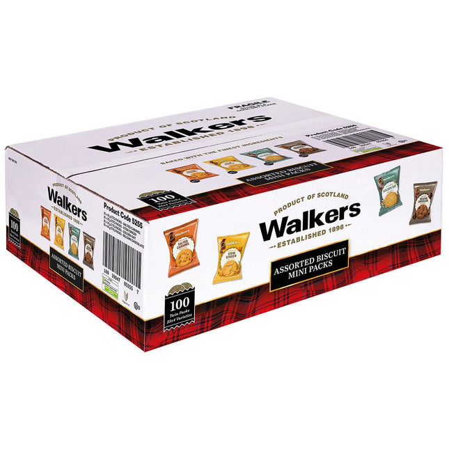 Walkers Assorted Biscuits Mini Packs, 100 x 25g - Indulge in Gourmet Flavors Box - For Tea, Parties, Catering