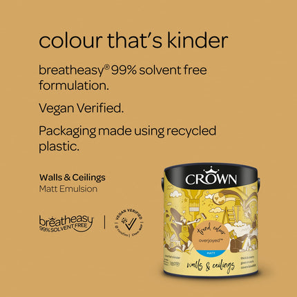 CROWN 2.5L Breatheasy MATT Emulsion Paint for Walls & Ceilings - OVERJOYED