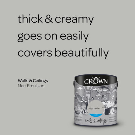 CROWN 2.5L Breatheasy MATT Emulsion Paint for Walls & Ceilings - NEIGHBOURHOOD