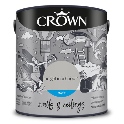 CROWN 2.5L Breatheasy MATT Emulsion Paint for Walls & Ceilings - NEIGHBOURHOOD