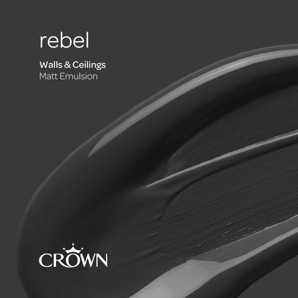 CROWN 2.5L Breatheasy MATT Emulsion Paint for Walls & Ceilings - Rebel Black