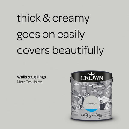 CROWN 2.5L Breatheasy MATT Emulsion Paint for Walls & Ceilings - SALT SPRAY