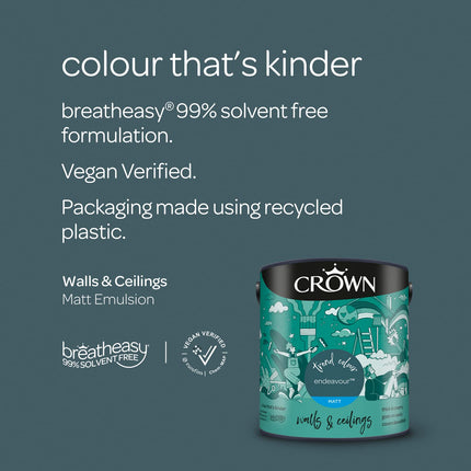 CROWN 2.5L Breatheasy MATT Emulsion Paint for Walls & Ceilings - ENDEAVOUR