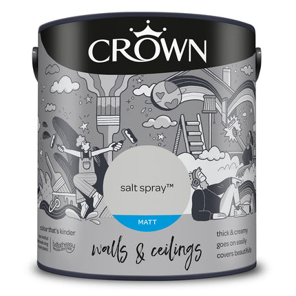CROWN 2.5L Breatheasy MATT Emulsion Paint for Walls & Ceilings - SALT SPRAY