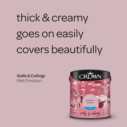 CROWN 2.5L Breatheasy MATT Emulsion Paint for Walls & Ceilings - RASPBERRY SOUFFLE
