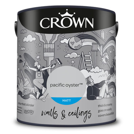 CROWN 2.5L Breatheasy MATT Emulsion Paint for Walls & Ceilings - PACIFIC OYSTER