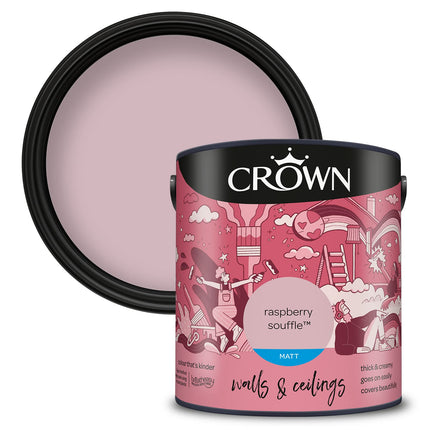 CROWN 2.5L Breatheasy MATT Emulsion Paint for Walls & Ceilings - RASPBERRY SOUFFLE