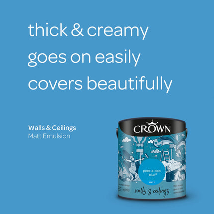 CROWN 2.5L Breatheasy MATT Emulsion Paint for Walls & Ceilings - PEEK-A-BOO BLUE