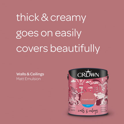 CROWN 2.5L Breatheasy MATT Emulsion Paint for Walls & Ceilings - RHUBARB ROSE