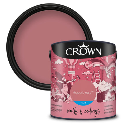 CROWN 2.5L Breatheasy MATT Emulsion Paint for Walls & Ceilings - RHUBARB ROSE