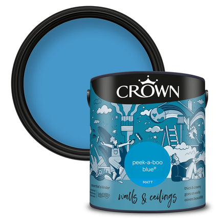 CROWN 2.5L Breatheasy MATT Emulsion Paint for Walls & Ceilings - PEEK-A-BOO BLUE