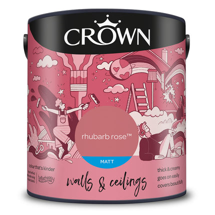 CROWN 2.5L Breatheasy MATT Emulsion Paint for Walls & Ceilings - RHUBARB ROSE