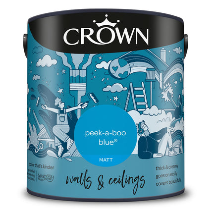 CROWN 2.5L Breatheasy MATT Emulsion Paint for Walls & Ceilings - PEEK-A-BOO BLUE
