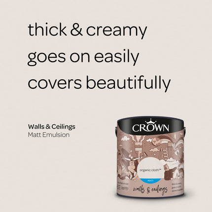 CROWN 2.5L Breatheasy MATT Emulsion Paint for Walls & Ceilings - ORGANIC CLOTH
