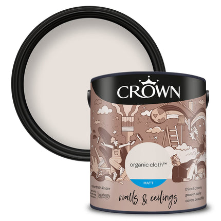CROWN 2.5L Breatheasy MATT Emulsion Paint for Walls & Ceilings - ORGANIC CLOTH