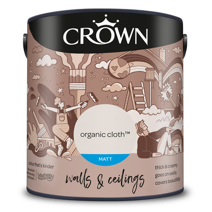 CROWN 2.5L Breatheasy MATT Emulsion Paint for Walls & Ceilings - ORGANIC CLOTH