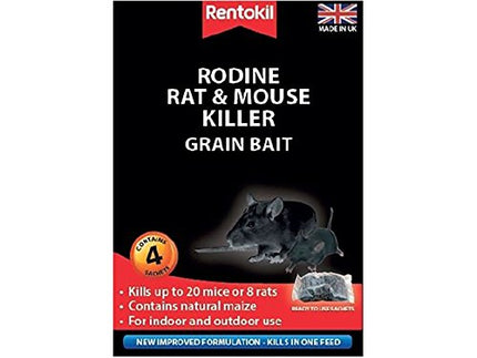 Rentokil Rodine Mouse & Rat Killer Grain Bait Pack of 4 Sachets
