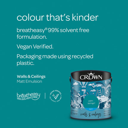 CROWN 2.5L Breatheasy MATT Emulsion Paint for Walls & Ceilings - PALM SPRINGS