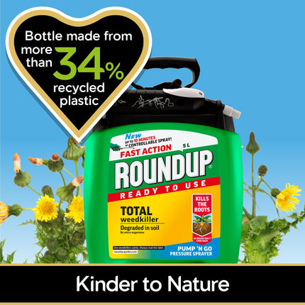 Roundup Fast Action Weedkiller Pump 'N Go Ready To Use Spray, 5 Litre