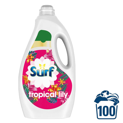 Surf Concentrated Liquid Detergent Long-Lasting Fragrance Brilliantly Clean and Made with Natural Essential Oil Tropical Lily Mega Pack 2.7 Litre, 100 Washes (Buy 2)