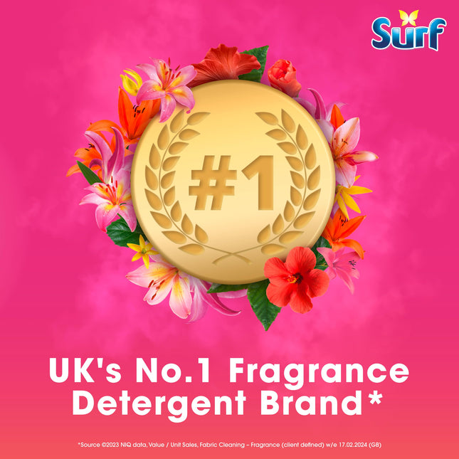 Surf Tropical Lily Laundry Washing with a joy-infused fragrance & natural essential oils lasting up to 12 hours in wear Liquid Detergent for brilliantly clean results 100 washes