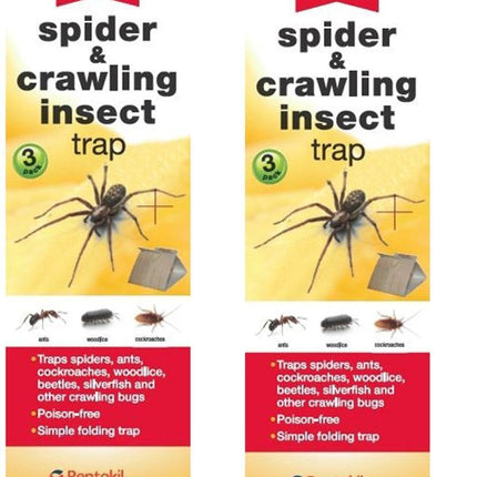 2 x Rentokil 3 Pack Spider & Crawling Insect Beetle Ants Cockroaches Trap