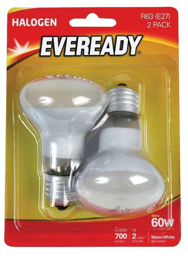 Eveready ECO Halogen 48W (60W Equivalent) R63 Cap Light Bulb, Pack of 2, E27, 60 W