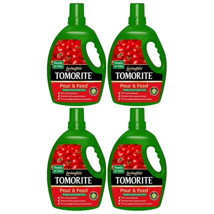 Tomorite Levington Seaweed Enriched Flavour Enhancing Pour & Feed Ready To Use 3L 3000ml Tomato Fertiliser (4 Bottles)