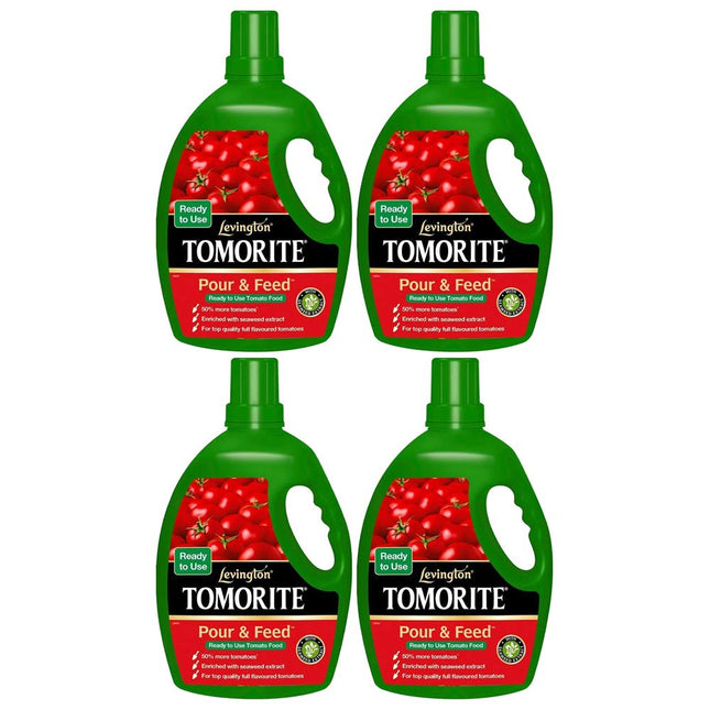 Tomorite Levington Seaweed Enriched Flavour Enhancing Pour & Feed Ready To Use 3L 3000ml Tomato Fertiliser (4 Bottles)