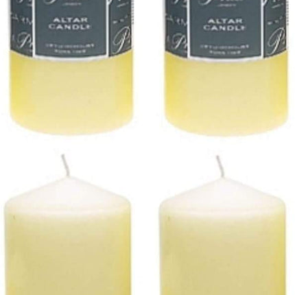 2 x 4 x Ivory Altar Candle 200mm X 80mm 100 Hours Burn Time